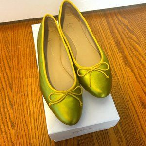 Acid Green Leather Ballet Flat